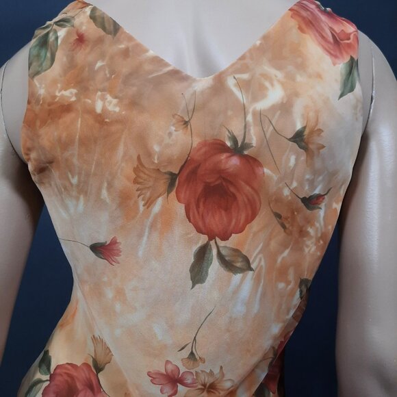 Vintage 90s Y2K Sleeveless Dress Earthy Floral Rose Print Fairy Grunge Size S - Picture 7 of 10